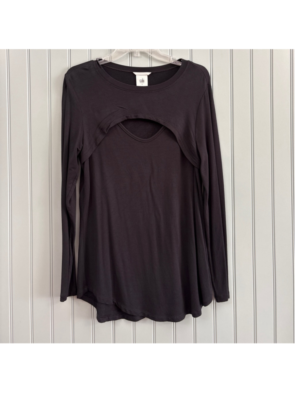 Cabi Black Long Sleeve Tee with Cutout Size Small